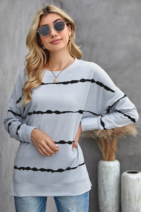 Striped Abstract Long Sleeve Casual Sweatshirt