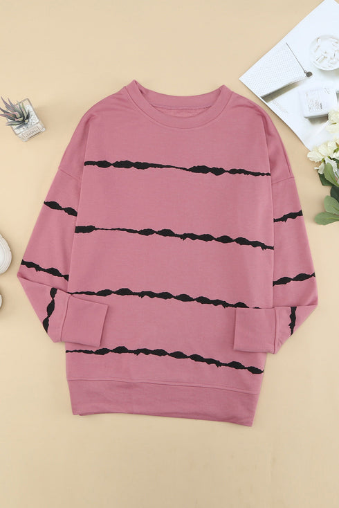Striped Abstract Long Sleeve Casual Sweatshirt