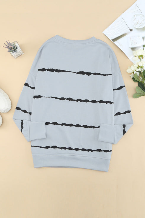 Striped Abstract Long Sleeve Casual Sweatshirt
