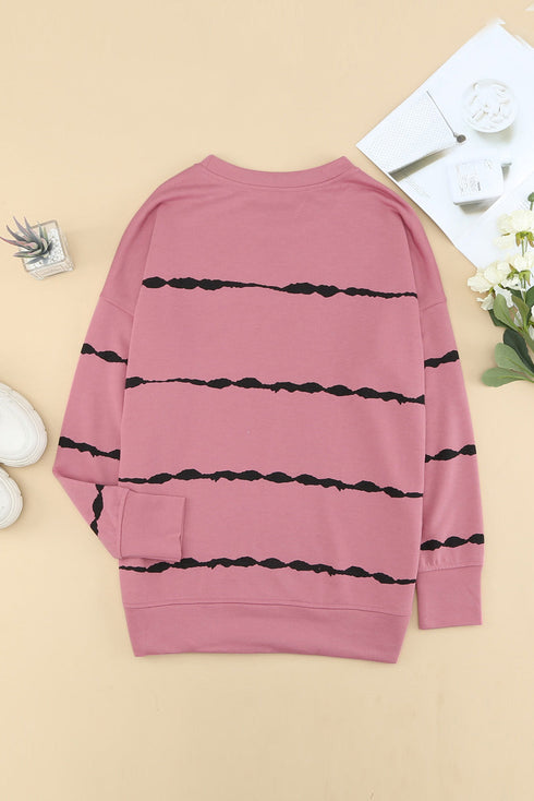 Striped Abstract Long Sleeve Casual Sweatshirt
