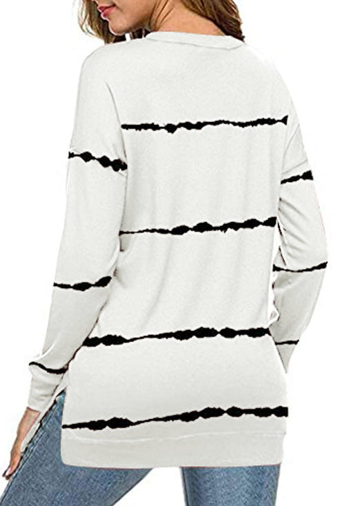 Striped Abstract Long Sleeve Casual Sweatshirt