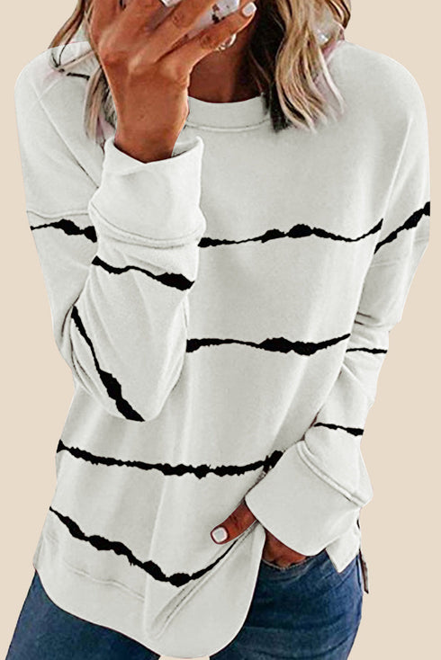Striped Abstract Long Sleeve Casual Sweatshirt