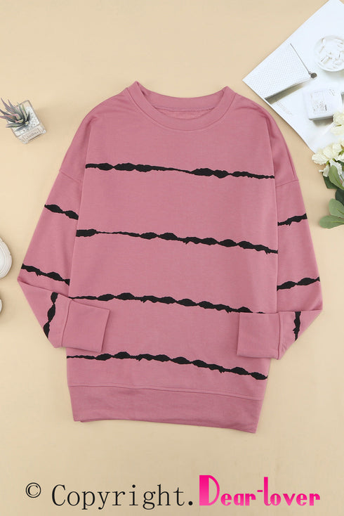 Striped Abstract Long Sleeve Casual Sweatshirt