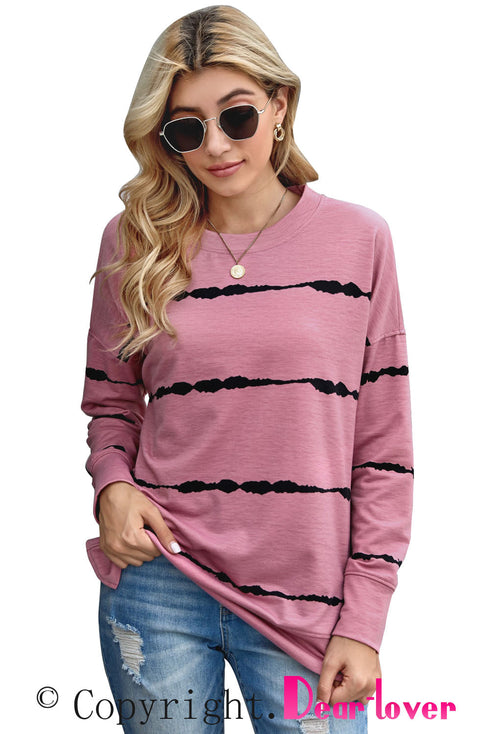 Striped Abstract Long Sleeve Casual Sweatshirt