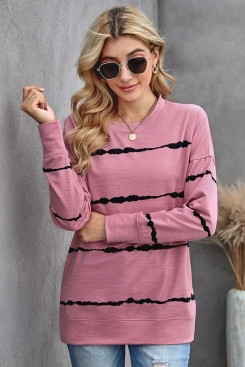 Striped Abstract Long Sleeve Casual Sweatshirt
