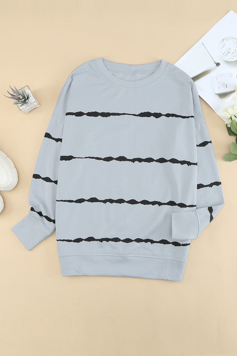 Striped Abstract Long Sleeve Casual Sweatshirt
