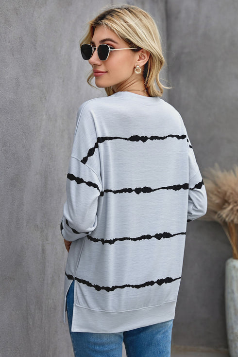 Striped Abstract Long Sleeve Casual Sweatshirt