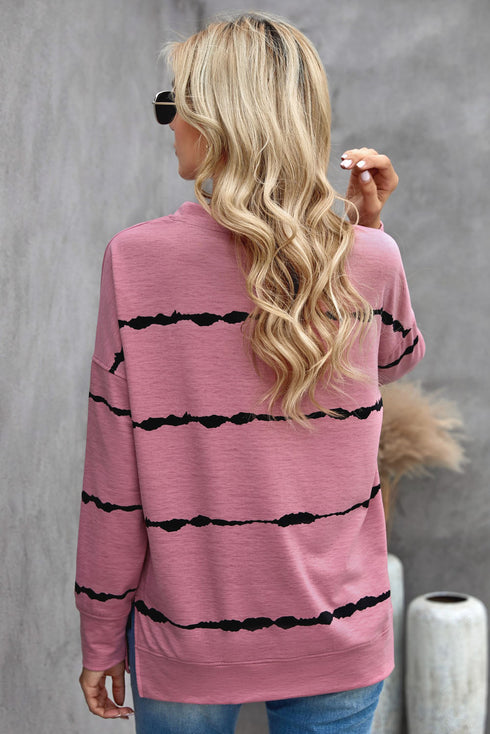 Striped Abstract Long Sleeve Casual Sweatshirt