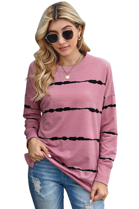 Striped Abstract Long Sleeve Casual Sweatshirt
