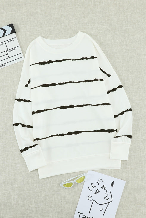 Striped Abstract Long Sleeve Casual Sweatshirt