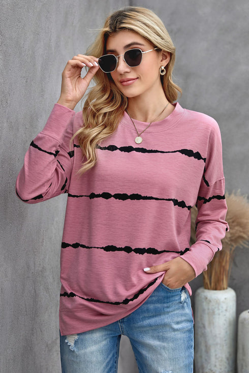 Striped Abstract Long Sleeve Casual Sweatshirt