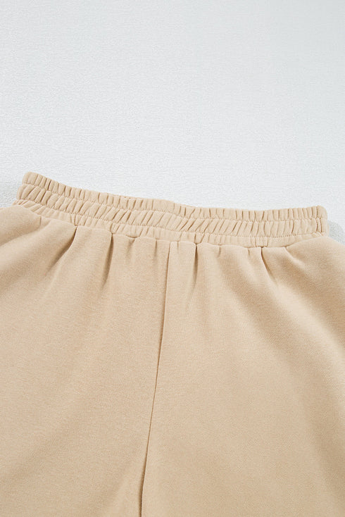 Striped Accent Pullover and Shorts Two Piece Casual Set