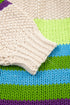 Striped Block Pattern Crochet Open Front Cardigan