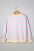 Striped Block Pattern Drop Shoulder Crewneck Sweatshirt