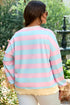 Striped Block Pattern Drop Shoulder Crewneck Sweatshirt