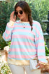 Striped Block Pattern Drop Shoulder Crewneck Sweatshirt