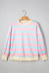 Striped Block Pattern Drop Shoulder Crewneck Sweatshirt