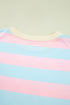 Striped Block Pattern Drop Shoulder Crewneck Sweatshirt