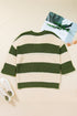 Striped Block Pattern Notched Neck Pullover Sweater