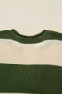 Striped Block Pattern Notched Neck Pullover Sweater
