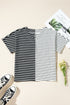 Striped Block Pattern V Neck Short Sleeve Cotton T Shirt