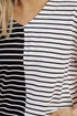 Striped Block Pattern V Neck Short Sleeve Cotton T Shirt