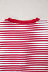 Striped Bodice Solid Balloon Sleeve Henley Top