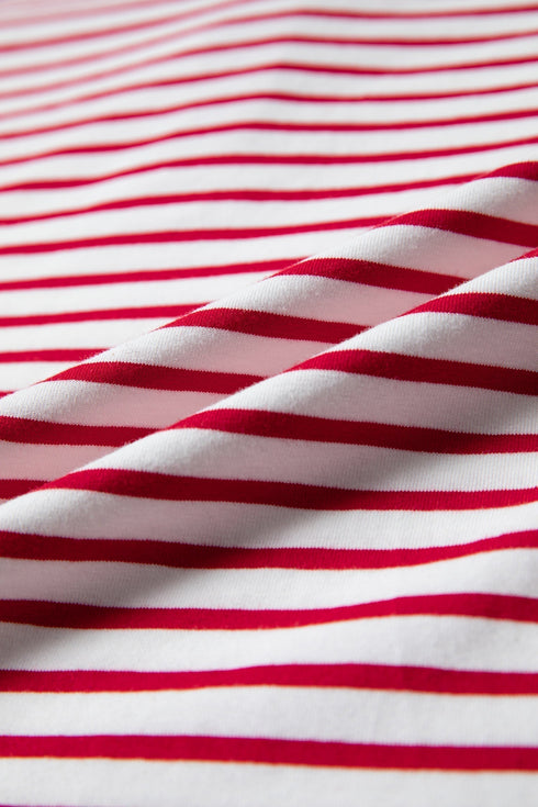 Striped Bodice Solid Balloon Sleeve Henley Top