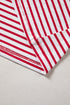 Striped Bodice Solid Balloon Sleeve Henley Top