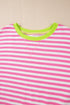 Striped Body Contrast Sleeve Crossed Stitch Drop Shoulder Casual Crew Neck Sweatshirt