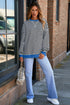 Striped Body Contrast Sleeve Crossed Stitch Drop Shoulder Casual Crew Neck Sweatshirt
