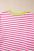 Striped Body Contrast Sleeve Crossed Stitch Drop Shoulder Casual Crew Neck Sweatshirt