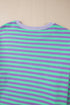 Striped Body Contrast Sleeve Crossed Stitch Drop Shoulder Casual Crew Neck Sweatshirt