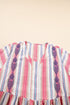 Striped Bohemian Embroidered Flared Sleeve Plus Size Mini Dress