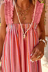 Striped Bohemian Ruffled Strap Ribbon Knot Flowy Maxi Dress