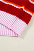 Striped Border Trim Knit Short Sleeve Sweaters