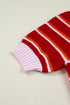 Striped Border Trim Knit Short Sleeve Sweaters