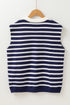 Striped Bow Applique Sleeveless Knit Sweater