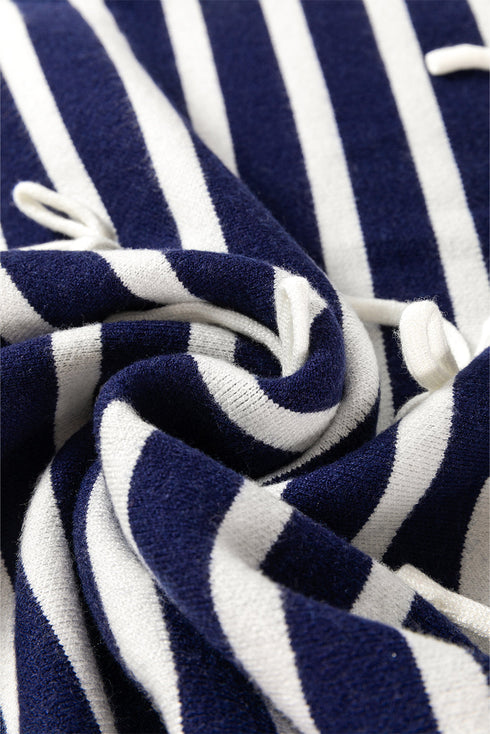 Striped Bow Applique Sleeveless Knit Sweater