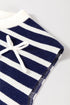 Striped Bow Applique Sleeveless Knit Sweater