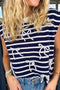 Striped Bow Applique Sleeveless Knit Sweater