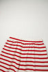 Striped Bow Front Lace Up High Waist Short Set