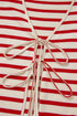 Striped Bow Front Lace Up High Waist Short Set