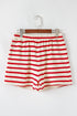 Striped Bow Front Lace Up High Waist Short Set