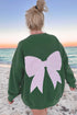 Striped Bow Graphic Southern Belle Oversized Sweatshirt