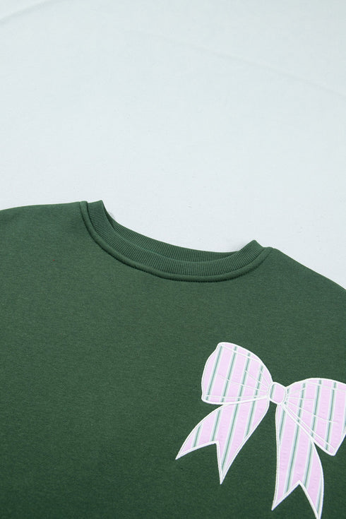 Striped Bow Graphic Southern Belle Oversized Sweatshirt