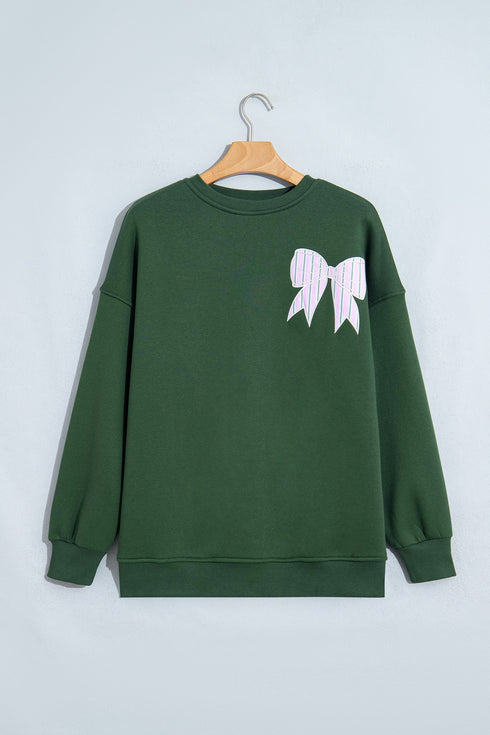 Striped Bow Graphic Southern Belle Oversized Sweatshirt