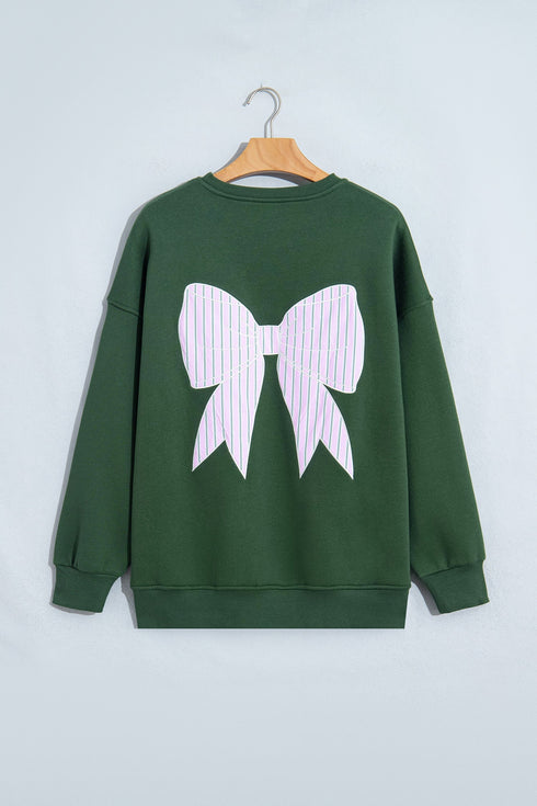 Striped Bow Graphic Southern Belle Oversized Sweatshirt