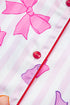 Striped Bow Print Contrast Piping Trim Pajama Set