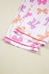 Striped Bow Print Contrast Piping Trim Pajama Set